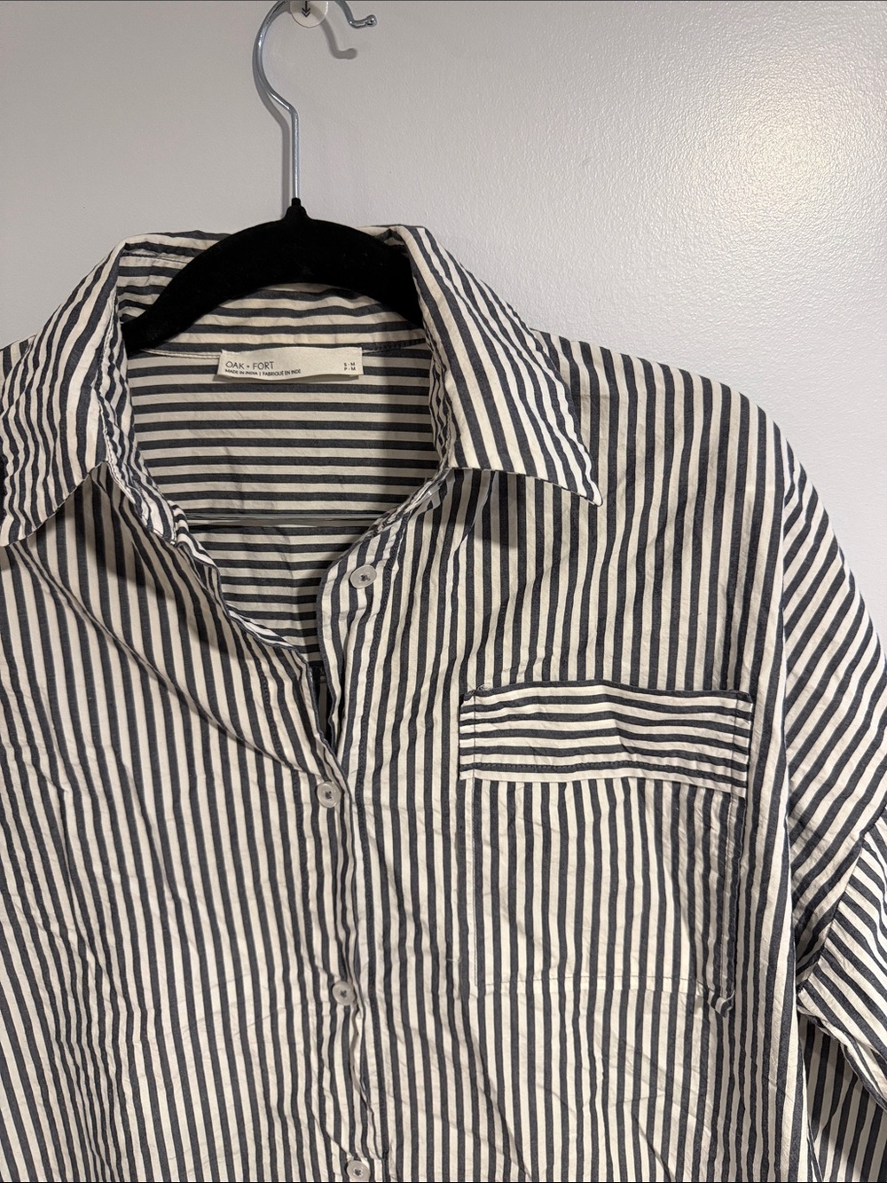 Oak + Fort Oversized Black and White Striped Button-Up Shirt